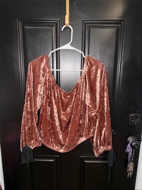 Forever 21 Crushed Velvet Scoop-Neck Top in Dusty Mauve